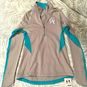 Greenwich Academy, GA embroidered under armor long sleeve compression half zip